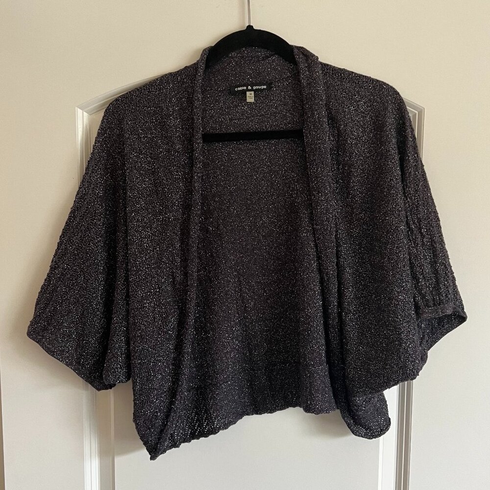 Cable & Gauge cropped shawl, grey metallic